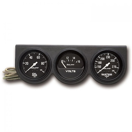 Auto Meter 2-5/8IN 3 GAUGE CONSOLE, OIL/VOLT/WATER, BLACK 2398